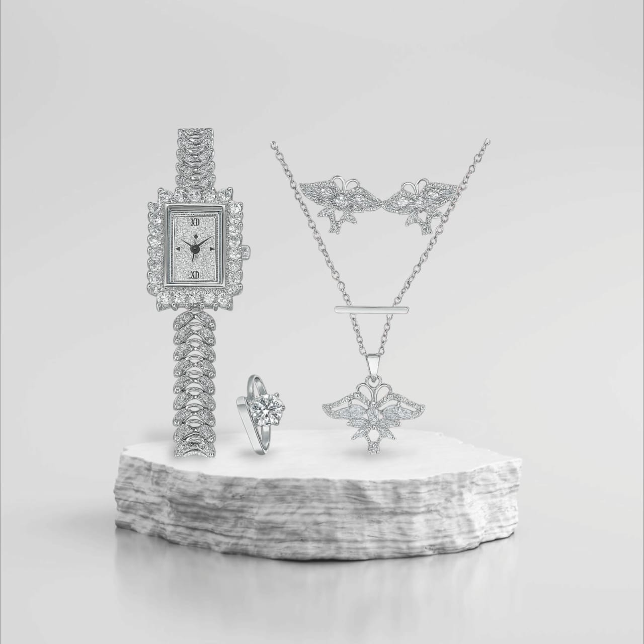 Elegant Butterfly Jewelry & Watch Set